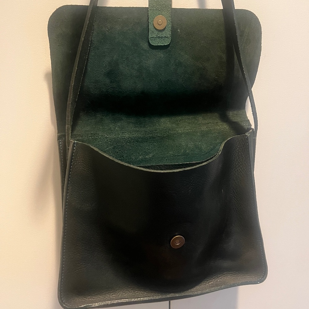 Kate Sheridan x TOAST Dark Forest Green Pebbled Leather Crossbody Bag